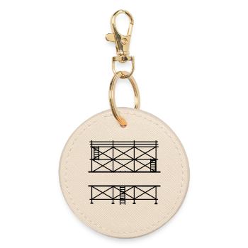 Short scaffolding banner for company name - Round Keyring - oyster - Front