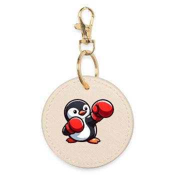 Cool Pingouin Boxer Dessin animé Arts Martiaux Mignon - Porte-clés rond - huître - Devant