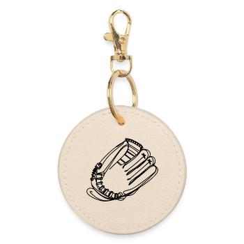 Baseball Handschuh Zeichnung - Runder Schlüsselanhänger - Auster - Vorne