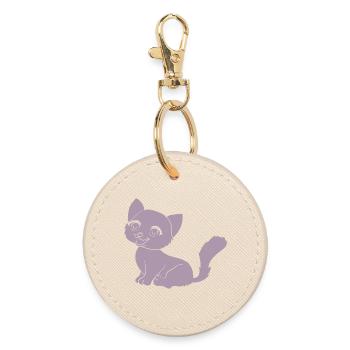 Mignon chat dessin animé silhouette minimaliste - Porte-clés rond - huître - Devant