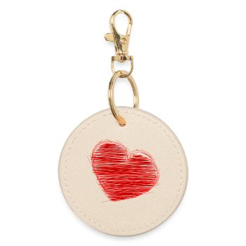 Colorful heart with graphic art outline - Round Keyring - oyster - Front
