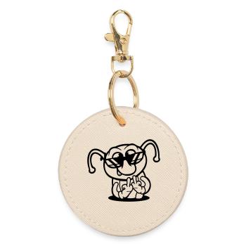 Caterpillar Middle Finger Insult Hole Sunglasses - Round Keyring - oyster - Front