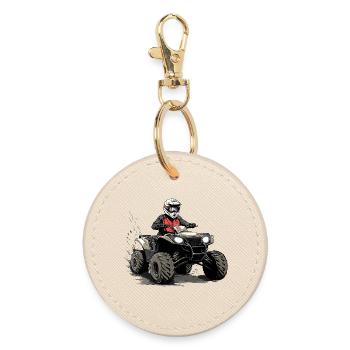 Quad Rider Conduite Tout-Terrain Illustration - Porte-clés rond - huître - Devant