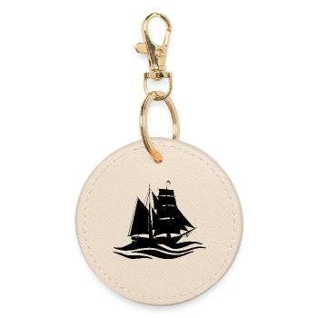 black boat and travel - Round Keyring - oyster - Front