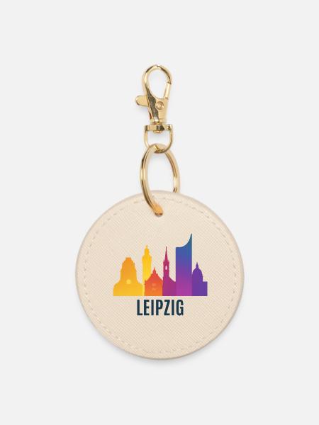 Leipzig Skyline Farbverlauf - Runder Schlüsselanhänger - Auster