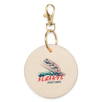 Colorful illustration of an Algarve Chameleon - Round Keyring - oyster - Front