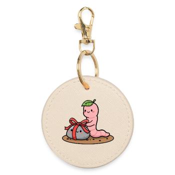 Petit ver avec cadeau - Porte-clés rond - huître - Devant