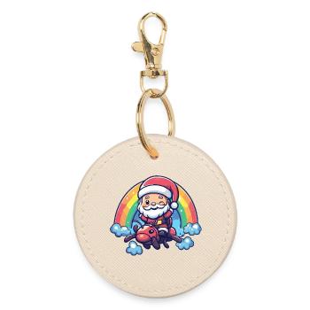 Ameise Weihnachtsmann Weihnachten - Runder Schlüsselanhänger - Auster - Vorne