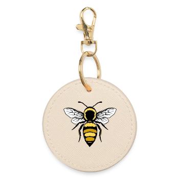 Biene Bienen T-shirt Imker Geschenk - Runder Schlüsselanhänger - Auster - Vorne