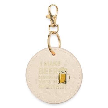 Beer disappears – your superpower? - Round Keyring - oyster - Front