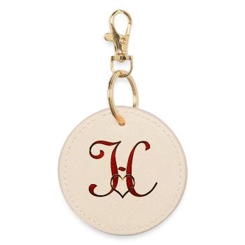 Monogramme H avec cadre en forme de cœur - Porte-clés rond - huître - Devant