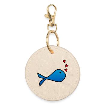 FISH. VALENTINE'S DAY. HEART. I LOVE YOU. I LOVE - Round Keyring - oyster - Front