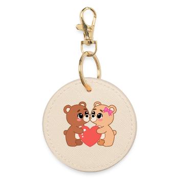 Teddy bears in love with heart - Round Keyring - oyster - Front