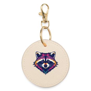 Color Explosion Raccoon Head - Round Keyring - oyster - Front