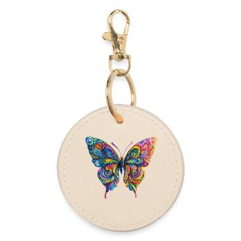Bunter Farbenschmetterling - Runder Schlüsselanhänger - Auster - Vorne