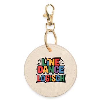LineDance Na Logisch Bunte Typo - Runder Schlüsselanhänger - Auster - Vorne