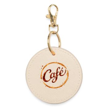 Coffee coffee cup print illustration - Round Keyring - oyster - Front