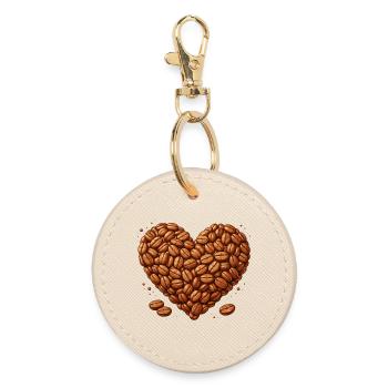 Heart of Coffee Beans Illustration - Round Keyring - oyster - Front