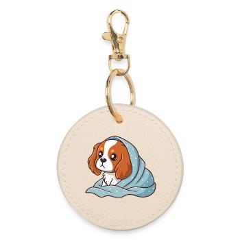 Beagle in Blau gewickelt - Runder Schlüsselanhänger - Auster - Vorne