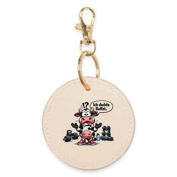 Gym Fitness Humor Kuh Spruch Geschenk - Runder Schlüsselanhänger - Auster - Vorne
