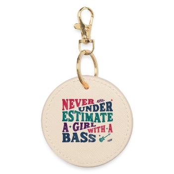 Never underestimate a girl with a bass - Runder Schlüsselanhänger - Auster - Vorne