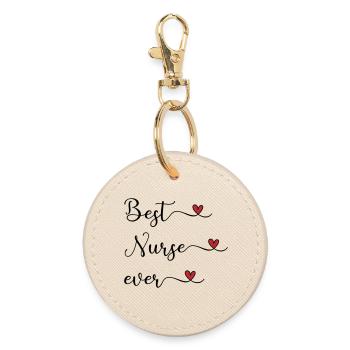 Nurse - best nurse - Round Keyring - oyster - Front