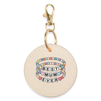 Best Mom Ever - Pearl Necklace for Mother's Day - Round Keyring - oyster - Front