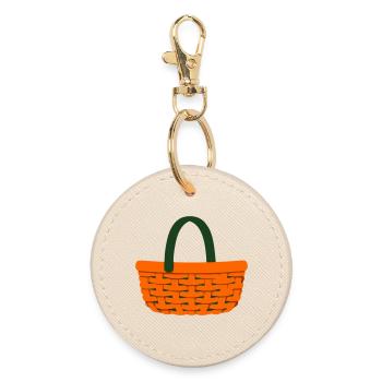 Woven Basket Mushroom Picker - Round Keyring - oyster - Front