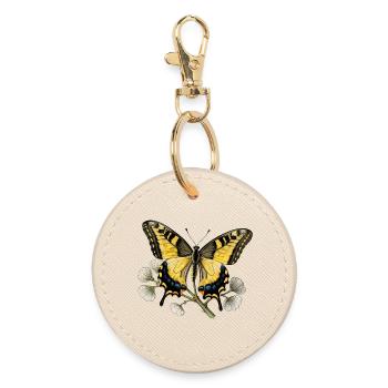 Swallowtail Butterfly - Engraving Drawing - Round Keyring - oyster - Front