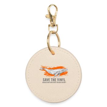Whale & Vinyl Rescue Art - Round Keyring - oyster - Front