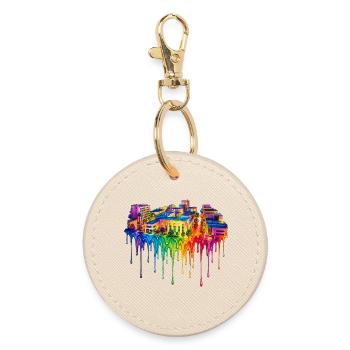 Bakersfield California Dripping Paint - Round Keyring - oyster - Front
