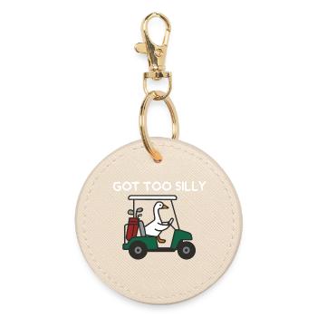 Got Too Silly Golf Goose - Round Keyring - oyster - Front
