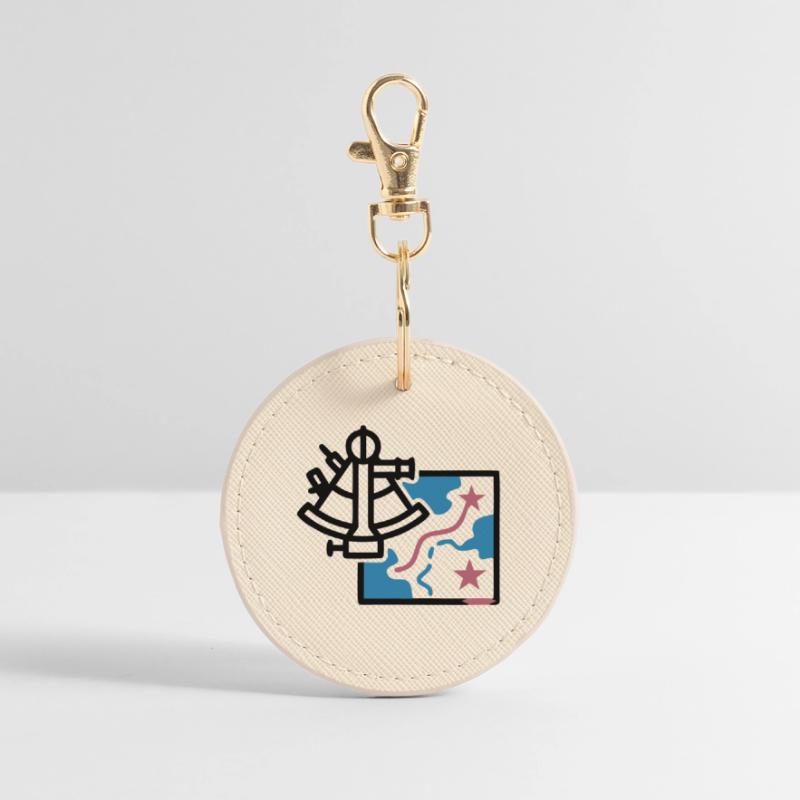 Sextant Navigation Map Vector Round Keyring