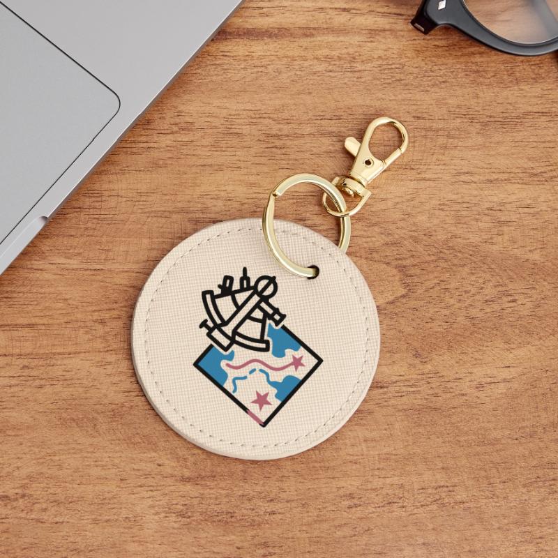 Sextant Navigation Map Vector Round Keyring