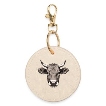 Cow - Round Keyring - oyster - Front
