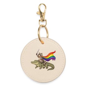 LGBTQ-Pride-Monat – Stolzer LGBTQ-Waschbär - Runder Schlüsselanhänger - Auster - Vorne