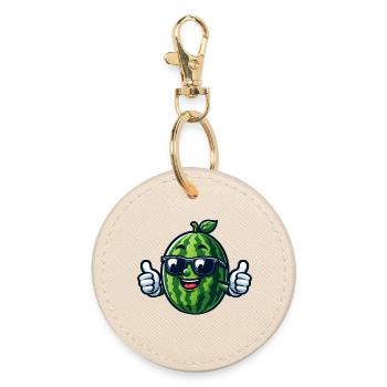 Cool Watermelon Sunglasses Summer Fruit - Round Keyring - oyster - Front