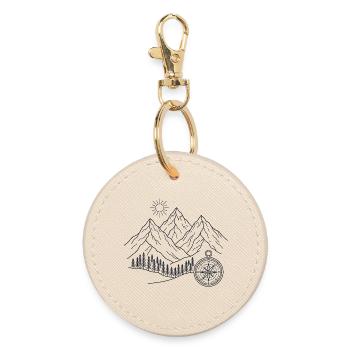 Mountain Landscape Compass - Round Keyring - oyster - Front