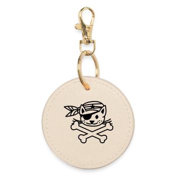 pirate kitty - Runder Schlüsselanhänger - Auster - Vorne