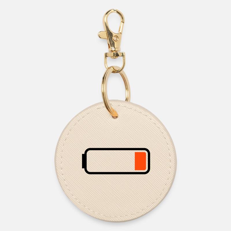 Battery low - Round Keyring - oyster