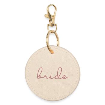 Bride Matching Engagement Bridal Shower Wedding - Round Keyring - oyster - Front
