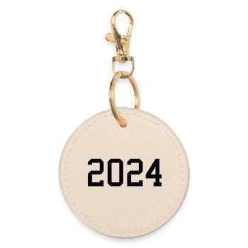 2024 weiß Silvester Neujahr schwarz - Runder Schlüsselanhänger - Auster - Vorne