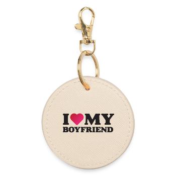 I Love My Boyfriend - Round Keyring - oyster - Front