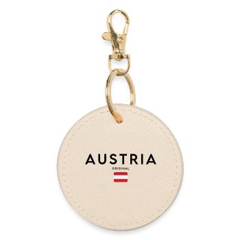 Austrian pride, minimalist sleek design - Round Keyring - oyster - Front