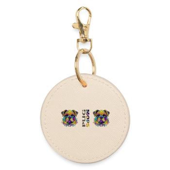 Pug - Round Keyring - oyster - Front