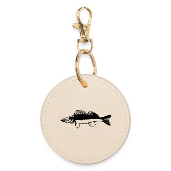 Fisch im Wasser Design auf Blau - Runder Schlüsselanhänger - Auster - Vorne