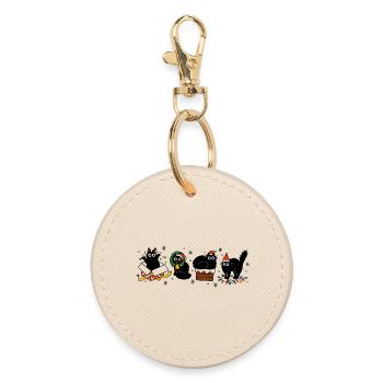 Kawaii Cats Christmas Parade, Kittens  - Round Keyring - oyster - Front