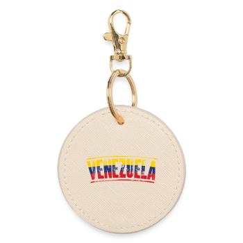 Venezuela-Flaggen-Wortzeichen - Runder Schlüsselanhänger - Auster - Vorne