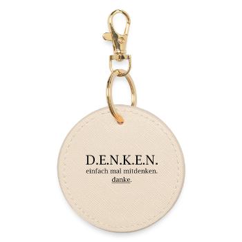 denken! einfach mal mitdenken. danke. - Runder Schlüsselanhänger - Auster - Vorne