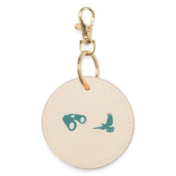 Minimalist Bird Watching Silhouette - Round Keyring - oyster - Front